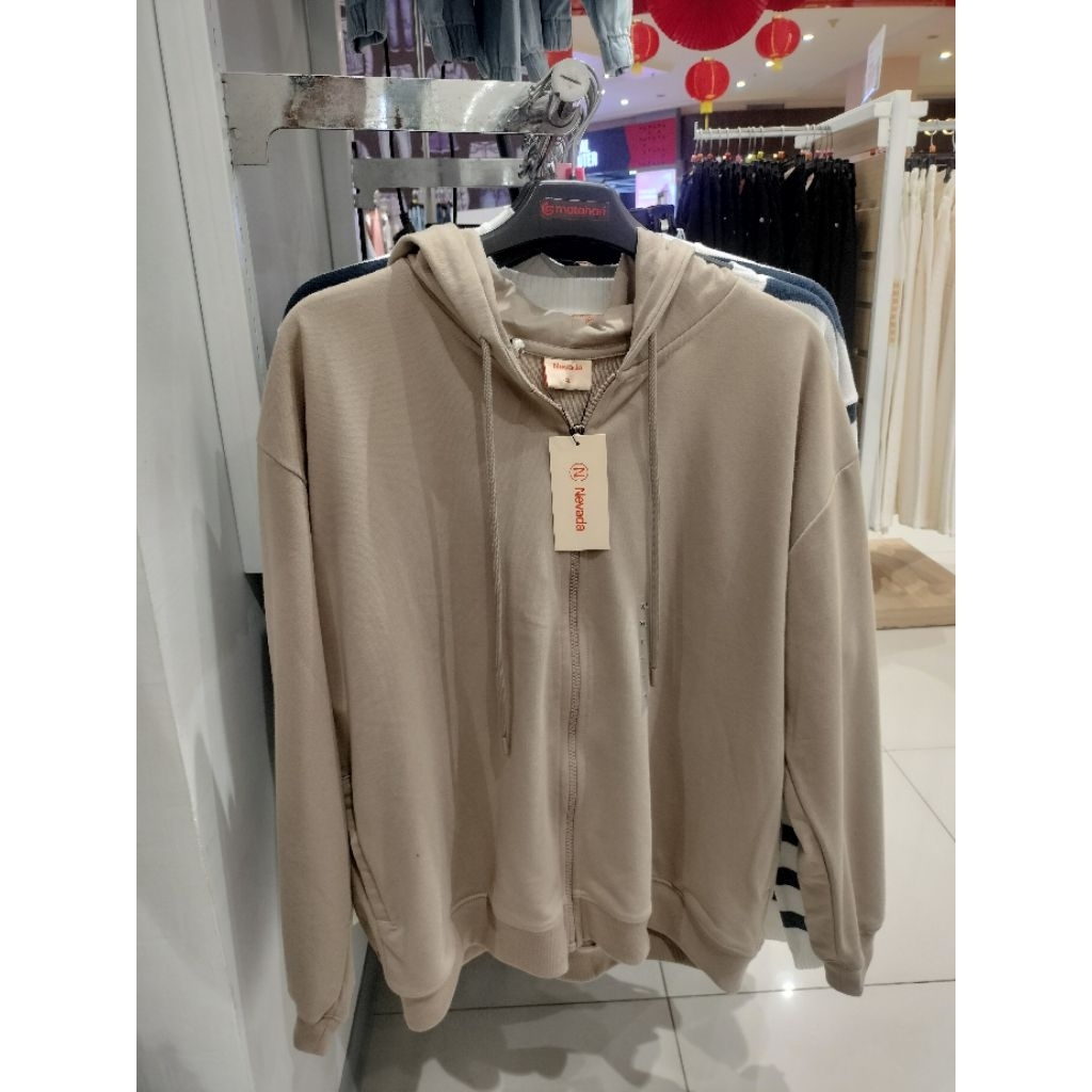 jaket zipper wanita hudi kupluk dewasa