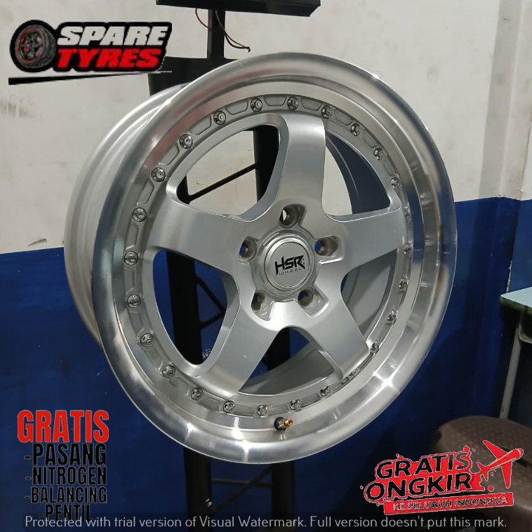 HSR WHEEL Velg Mobil Racing Ring 17 Celong Palang 5 Lebar Depan 7,5 Belakang 8,5