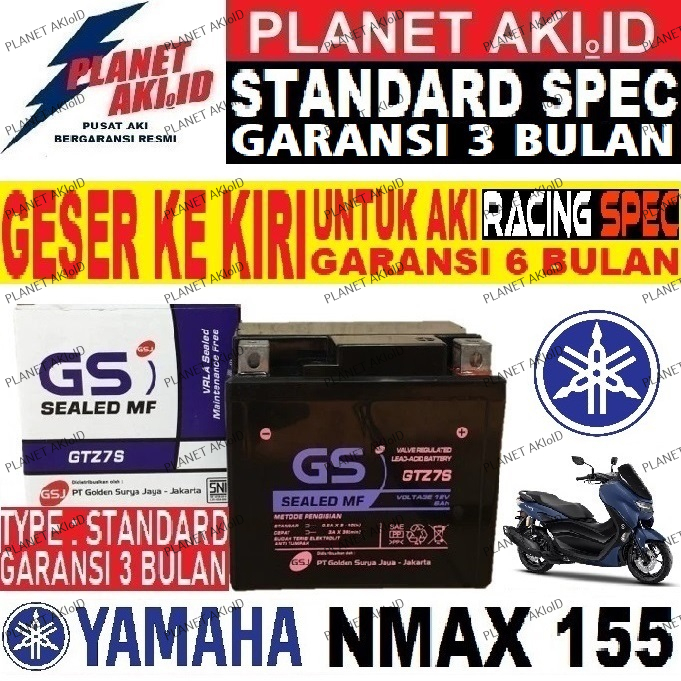 Aki Motor GTZ7S Kering MF 7 Ampere untuk NMax Vario PCX