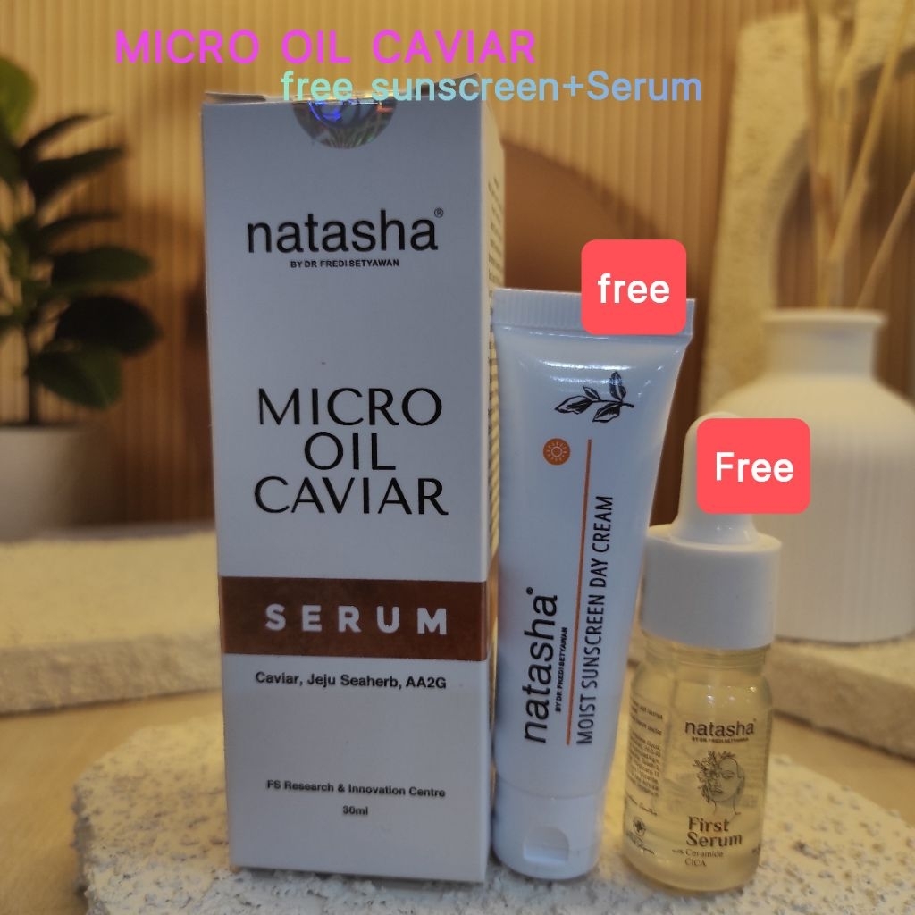 Natasha Micro Oil Caviar Serum 30ml free sunblock+Serum