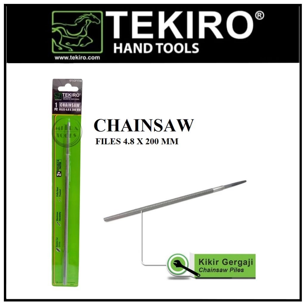 KIKIR BULAT TEKIRO 4.8 mm X 200 mm ORIGINAL Kikir Bulat Rantai Chainsaw 4.8 mm