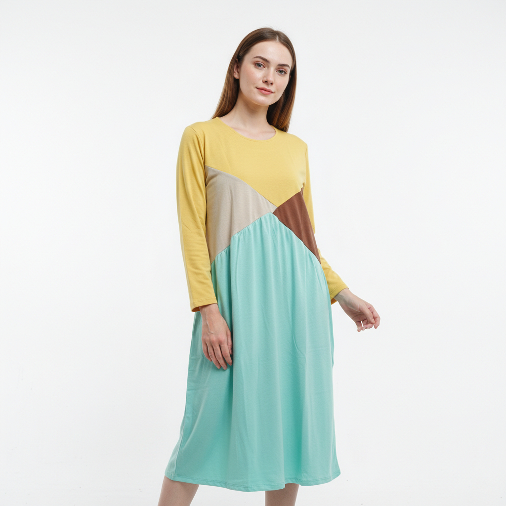 Fashion Wanita Atasan Kemerja Tunik Kombinasi 4 Warna Impor