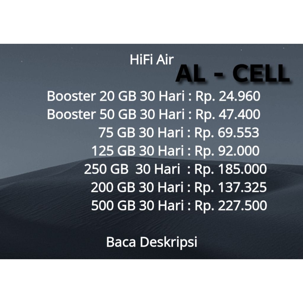 Isi Ulang Paket INDOSAT / IM3 HiFi Air Dan Tri ( 3 ) HiFi Air 50 GB - 500 GB