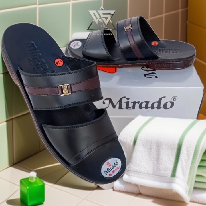 Sandal Pria Mirado Hitam Kulit Asli Original / Sandal Mirado Pria Original