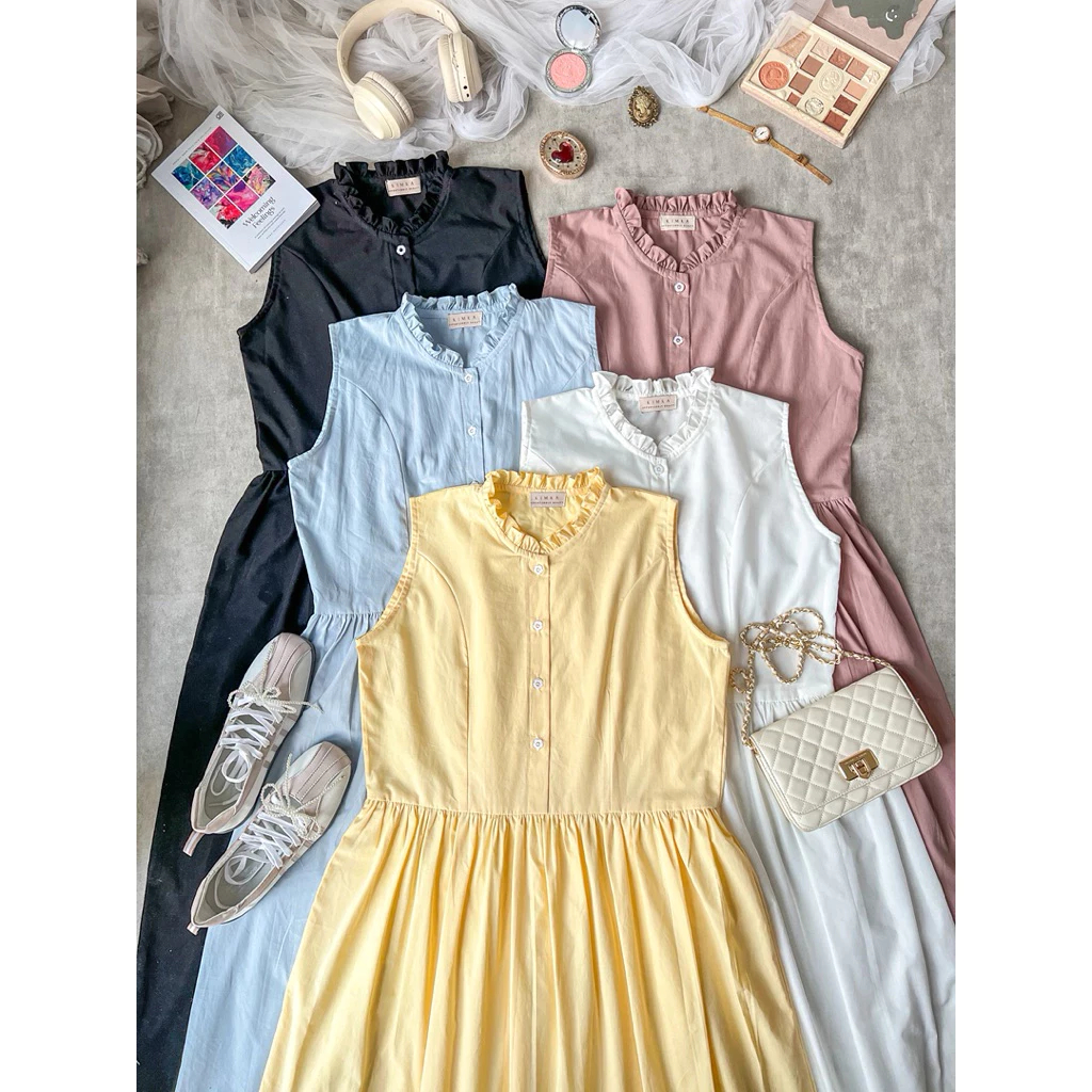 Sorra Inner Dress | Dress Katun Korean Style | Inner Dress Tanpa Lengan | Dress Kutungan Busui | Inn