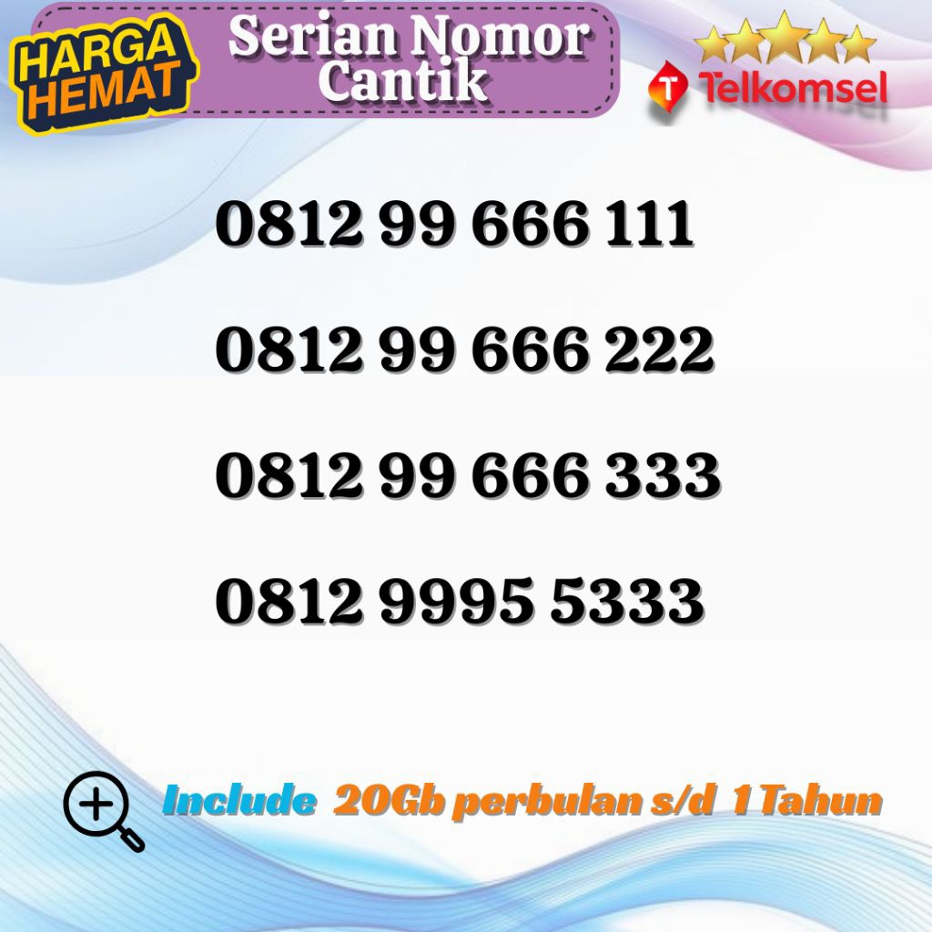 Nomor Cantik 5G kuota 260Gb Kartu Perdana Telkomsel