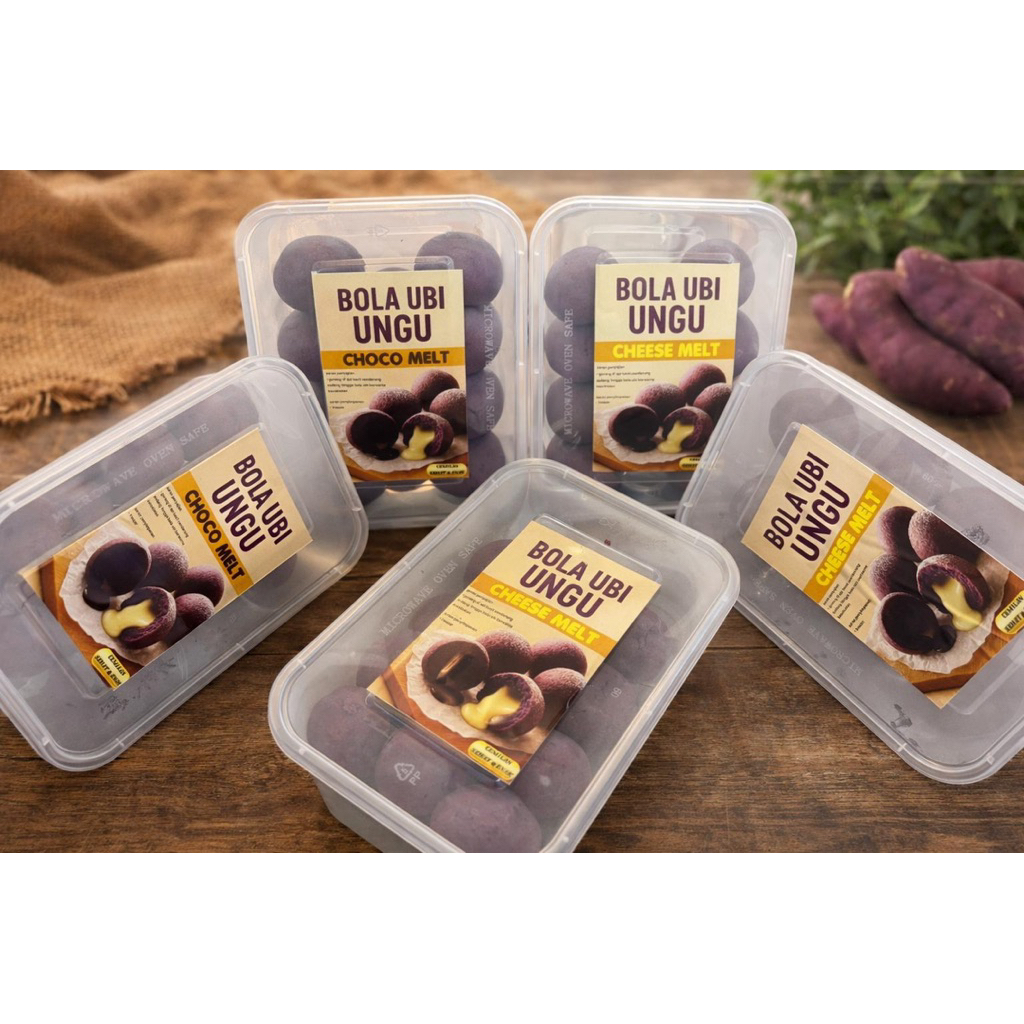 Bola Ubi Ungu - 300 gr Isi Lumer Keju / Coklat | Frozen Snack Premium