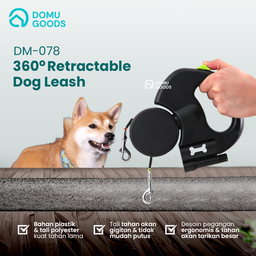 DOMU 360° Retractable Dog Leash /Turnable dog leash / tali anjing retractable / tali anjing double /
