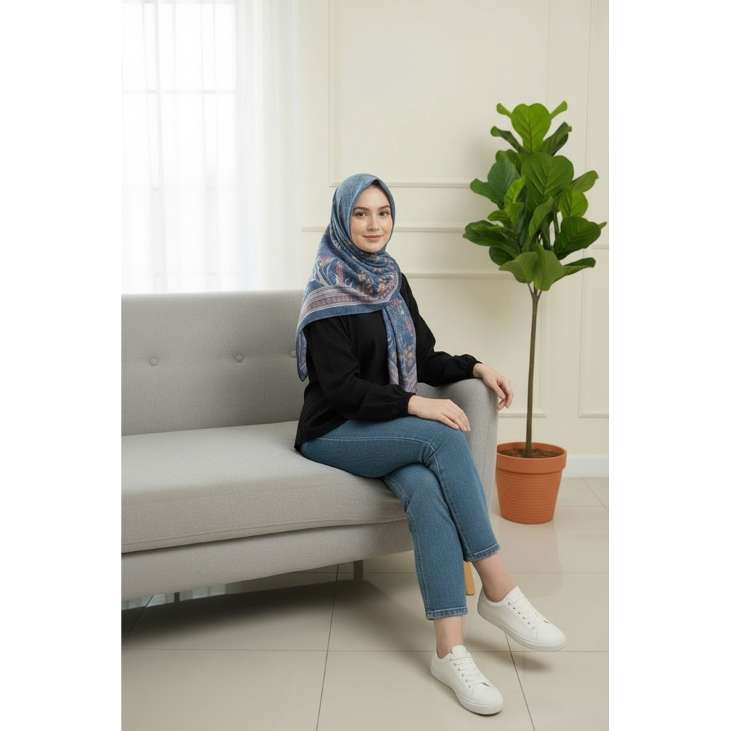 Hijab Motif Segi Empat Voal Premium - Azalia Series 02