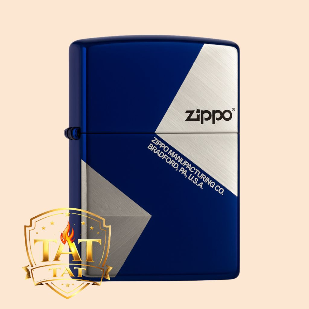 Korek Api Zippo Desain Minimalis Warna Biru & Silver Premium Edition
