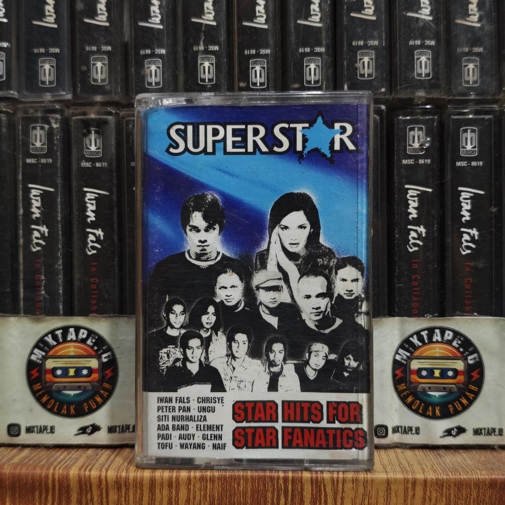 Kaset - Super Star - Star Hits For Star Fanatics - Kompilasi Indonesia - Iwan Fals, Chrisye, Peter P