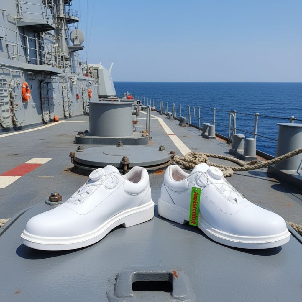 sepatu pria putih PDH PDU formal pelayaran paskibra taliputar kulit