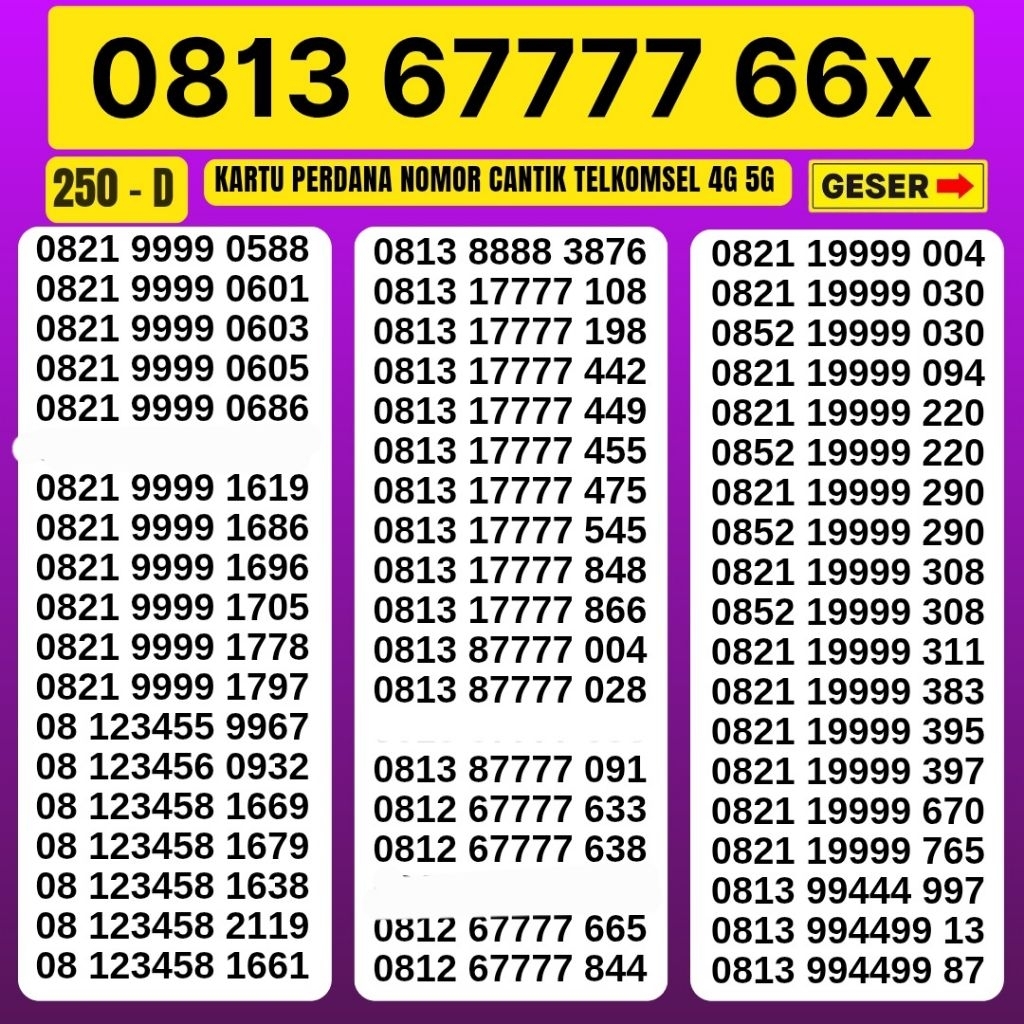 Kartu Perdana Nomor Cantik Telkomsel Simpati 4G 5G Telkomsel Nocan Simpati Nomer Cantik Telkomsel No