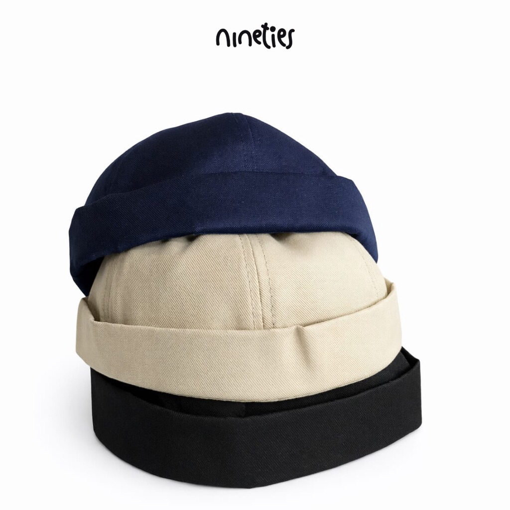 Ninties Peci Miki Hat Exlusive Hitam Navy Cream Polos Pria Kopiah Dewasa