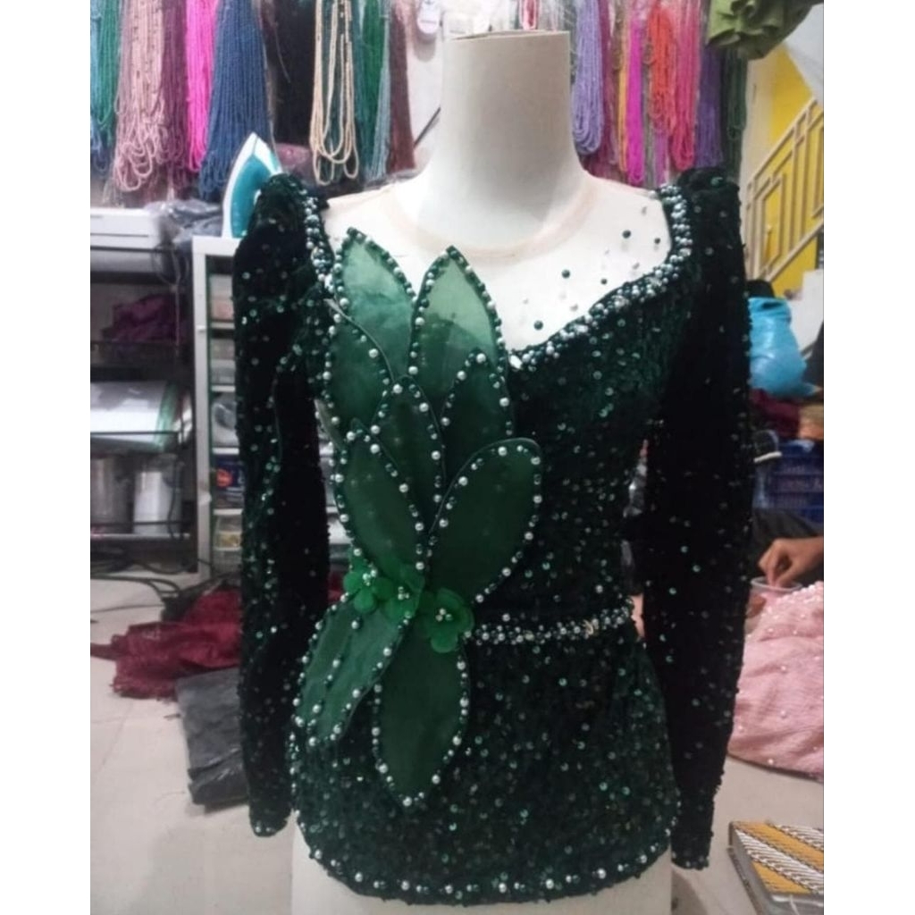 kebaya hijau botol daun M,L,XL