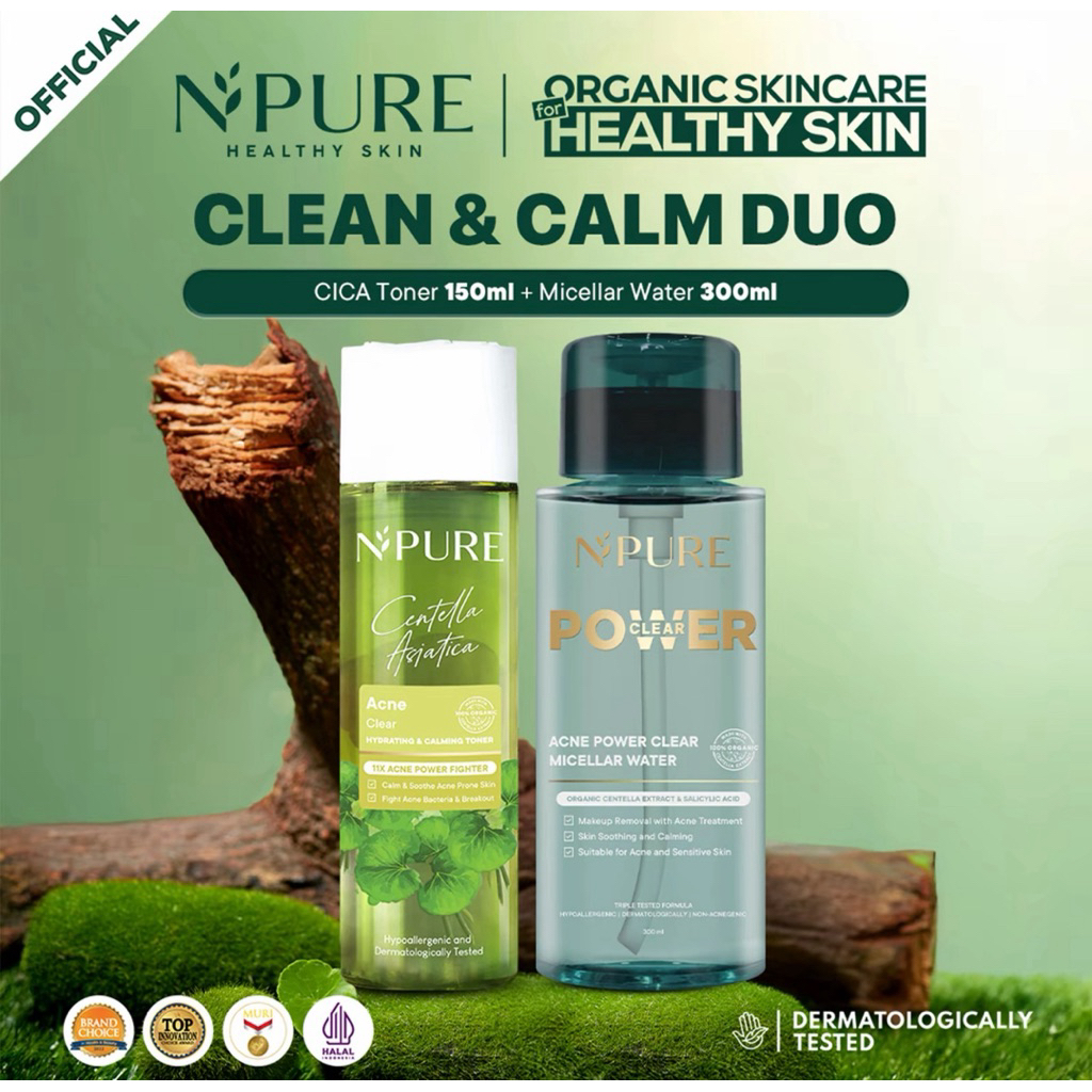 [PROMO CUCI GUDANG TONER] NPURE Clean & Calm Duo Bundle Cica Acne Face Toner 150mL + Acne Power Clea