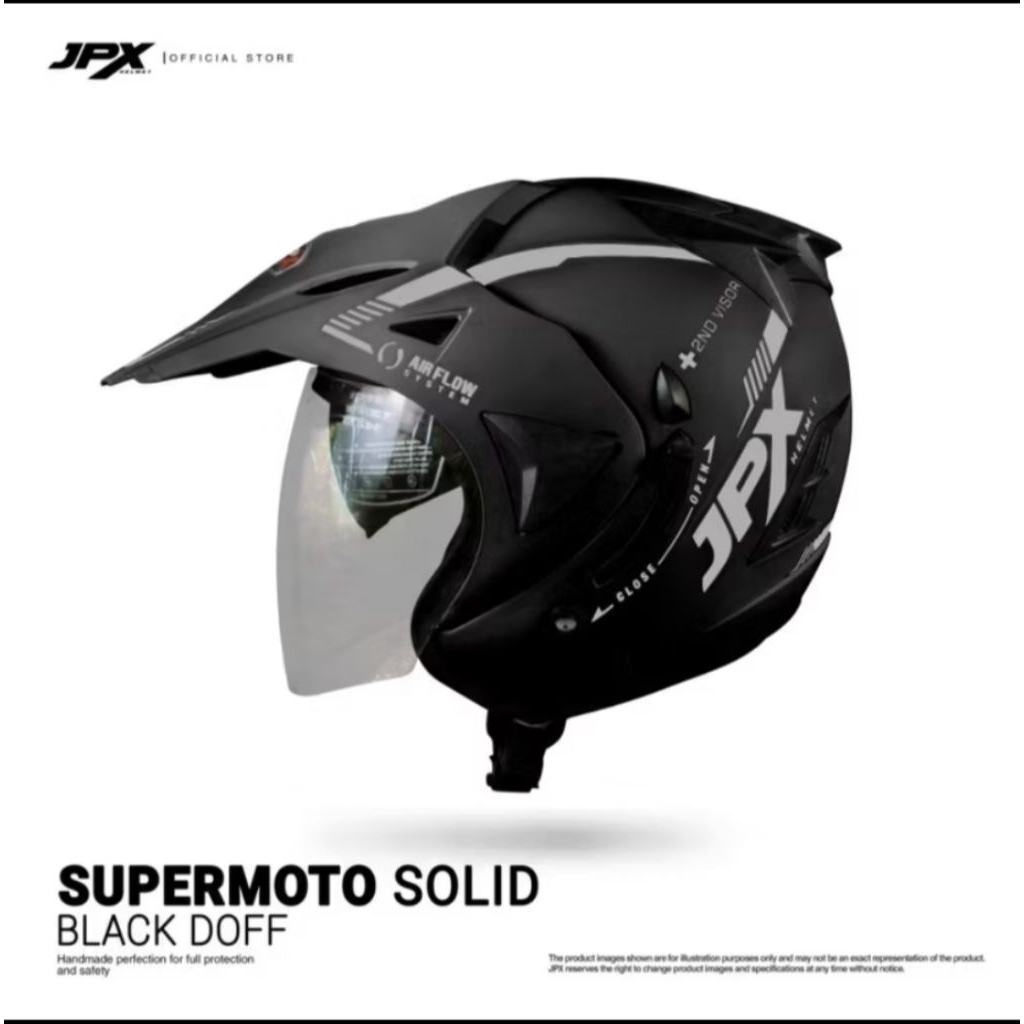 HELM JPX SUPERMOTO SOLID, SEMI TRAIL,DOBLE VISOR, ORIGINAL