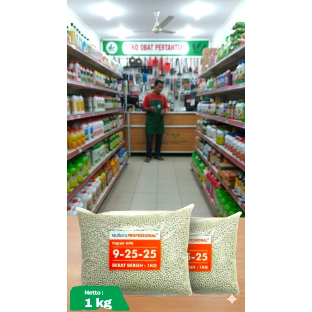 Pupuk Npk mutiara Profesional 9-25-25 kemasan Repack 1kg