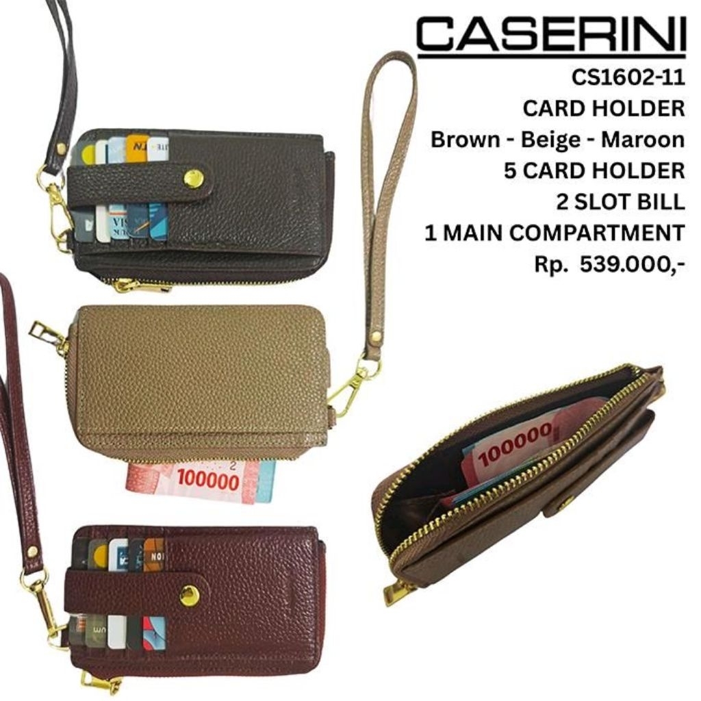 Caserini Dompet Kartu Dengan Wristlet Strap Handle CS1602-11 dompet kartu cocok untuk wanita simpel 