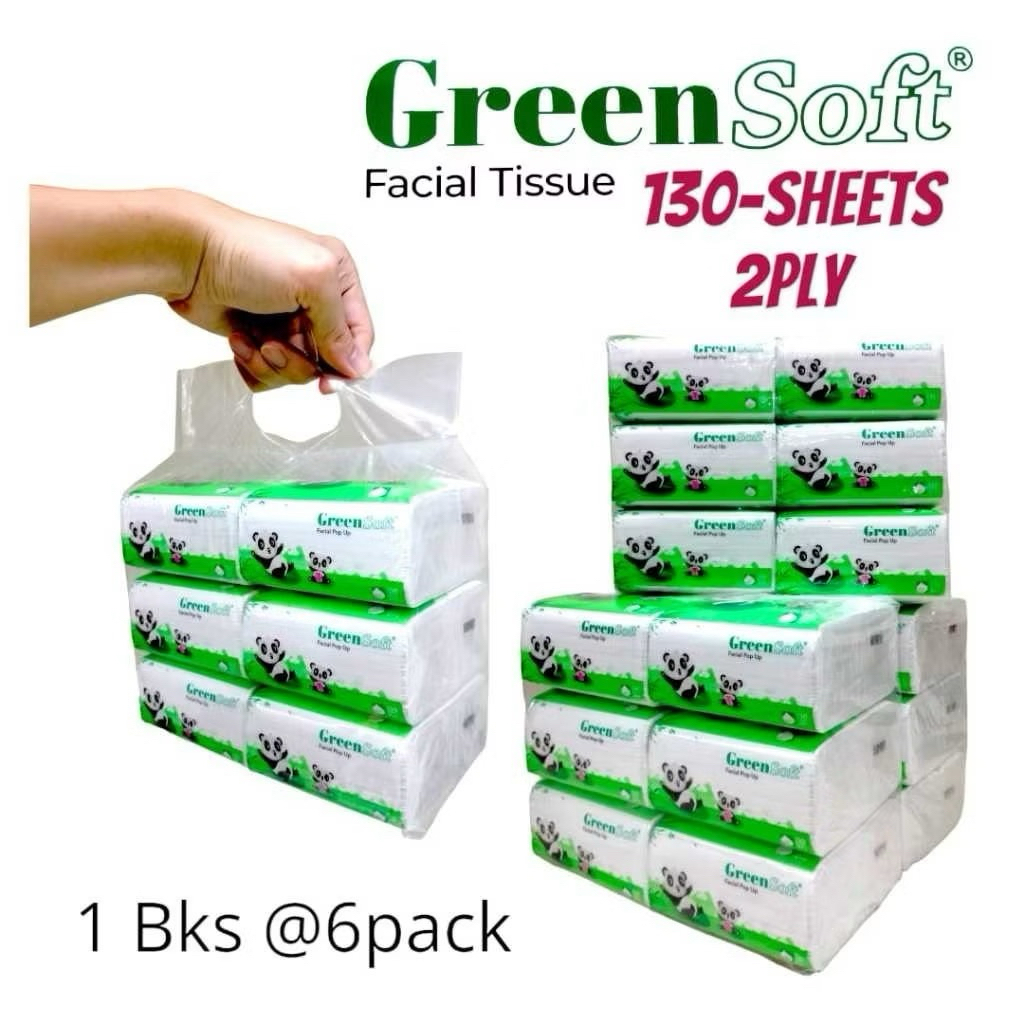 GREENSOFT Pop Up TISSUE ( Paket 6 Green Soft Panda Pop Up) termurah