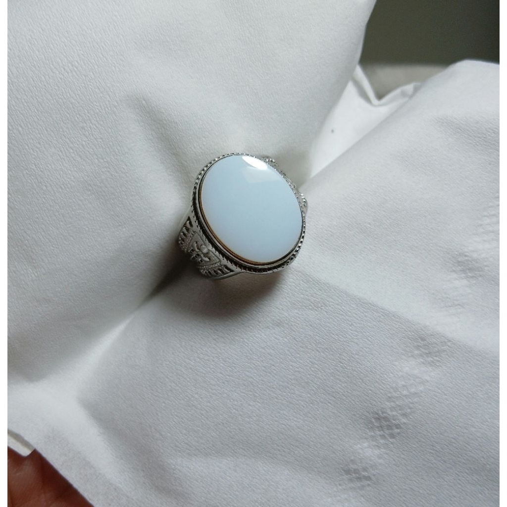 Cincin batu akik yaman abyad natural