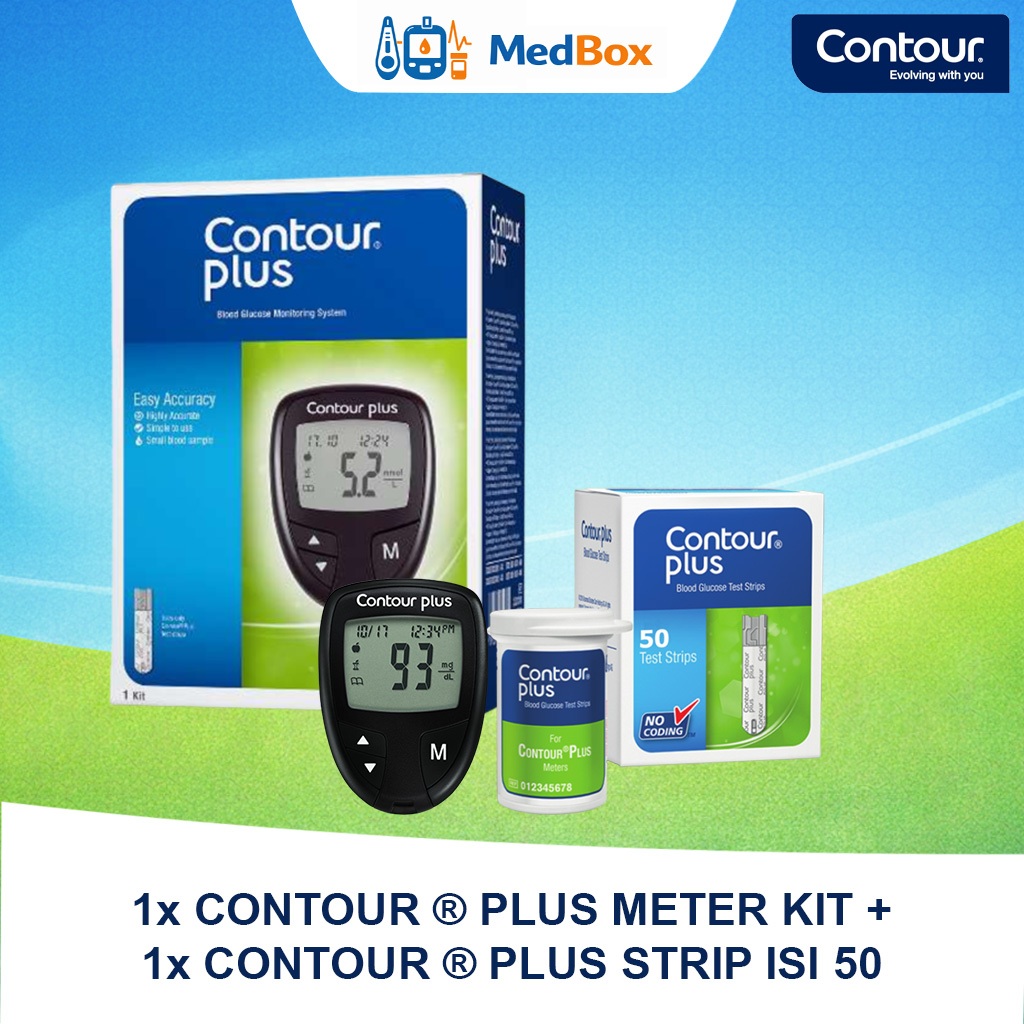 CONTOUR PLUS - Paket Alat Test Gula Darah Contour Plus Meter Kit + Contour Plus Strip isi 50