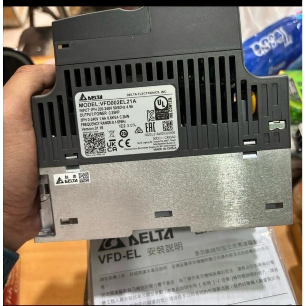 INVERTER DELTA VFD EL SERIES VFD002EL21A 1PH 220V 0.2KW