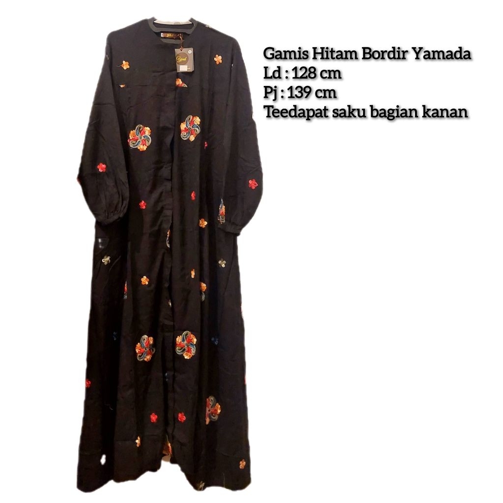 Gamis Hitam Bordir Yamada Jumbo