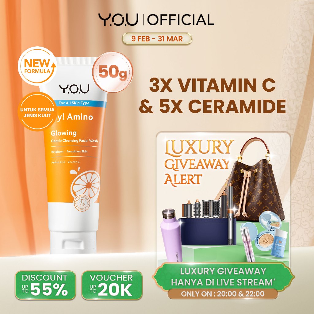 YOU Hy Amino Facial Wash 50g Anti Acne, Hydrating, Brightening, Oil Control Sabun Cuci Muka