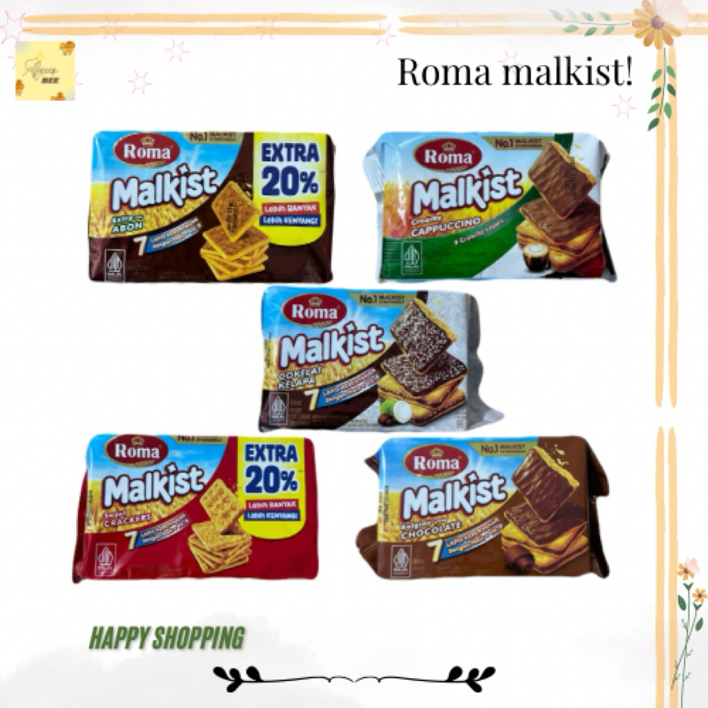 Roma Malkist Biscuit All Varian 105gr/Abon/Keju Manis/ Coklat Kelapa/Belgian/Ori