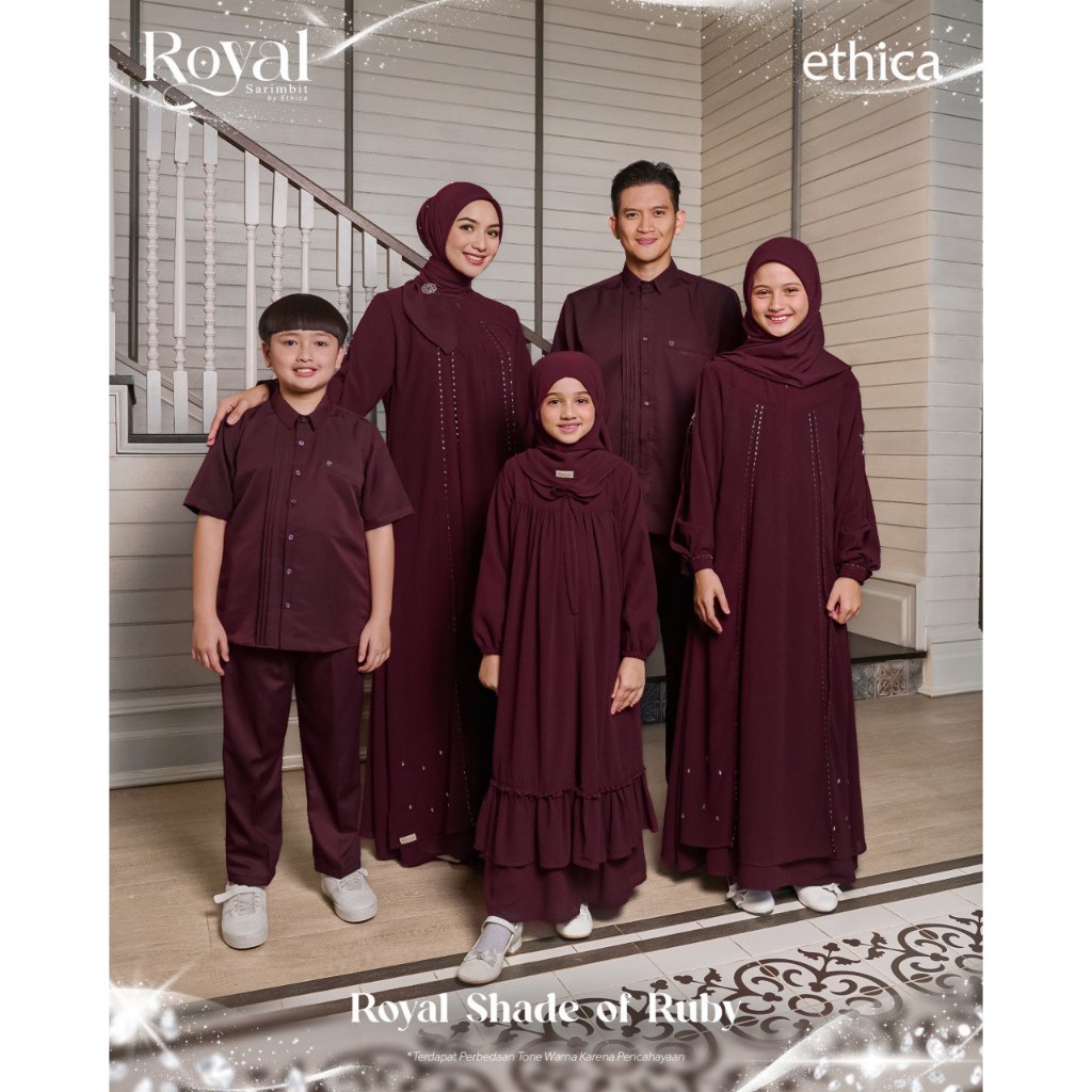 Ethica - Shade of Ruby Set Family Seragam Keluarga Lebaran Couple Burgundy Busui Friendly