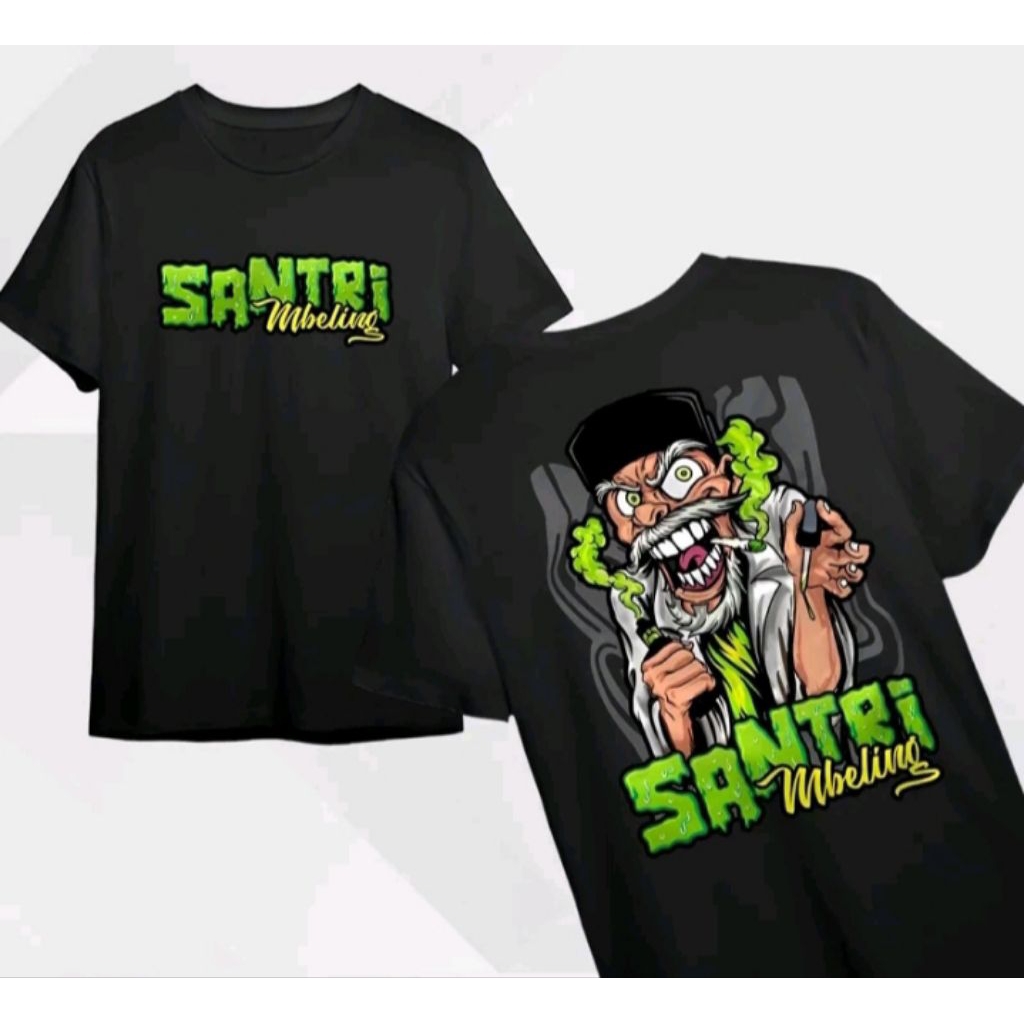 Kaos sablon santri mbeling t-shirt distro unisex adem
