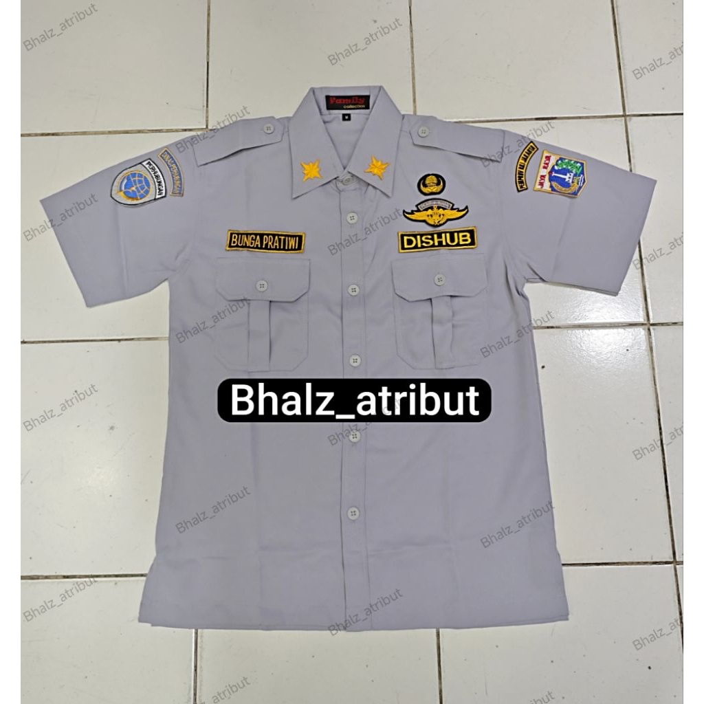 SERAGAM PDH ABU DISHUB PRIA TANGAN PENDEK (BHN GODIOGO)/ BAJU ABU DISHUB PRIA PENDEK / KEMEJA PDH AB