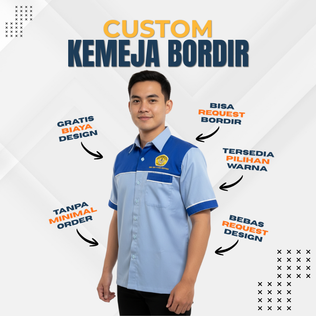 custom kemeja bordir satuan | seragam kerja bordir custom satuan | kemeja bordir custom komunitas