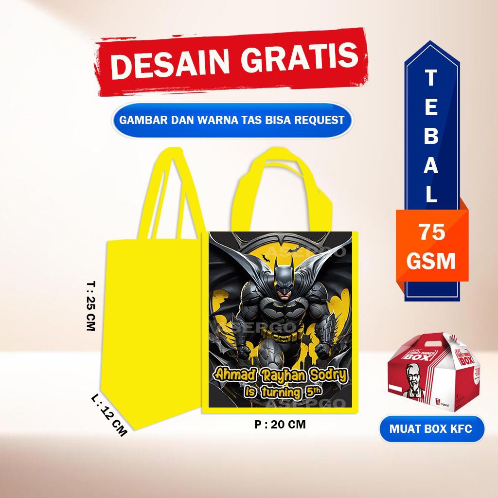 tas ulang tahun anak batman / tas ultah anak