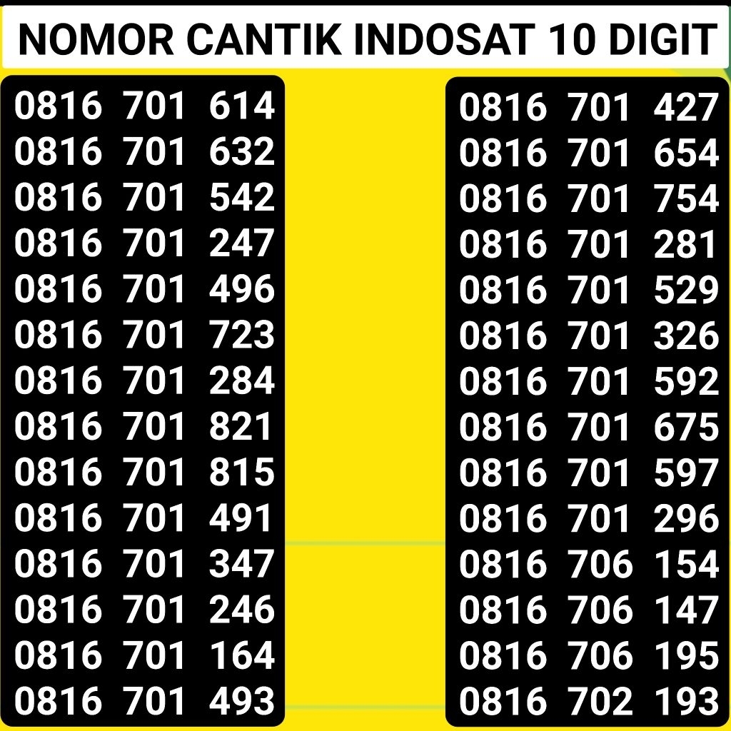 Nomor cantik Indosat im3 10 digit 4G plus 5G Langka