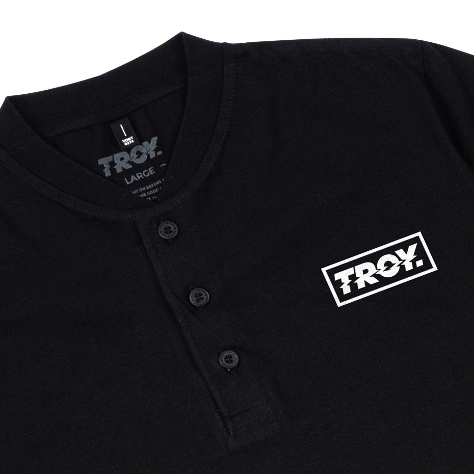 Troy Company Baju Koko Pria Hitam Lengan Pendek Kerah Shanghai Rettangolo KKD 2479