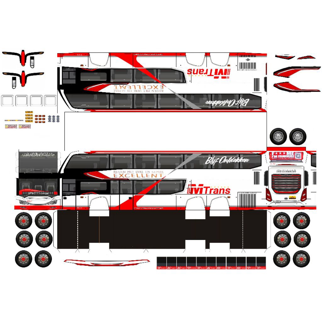 lembaran papercraft bus mtrans liberty skala 50