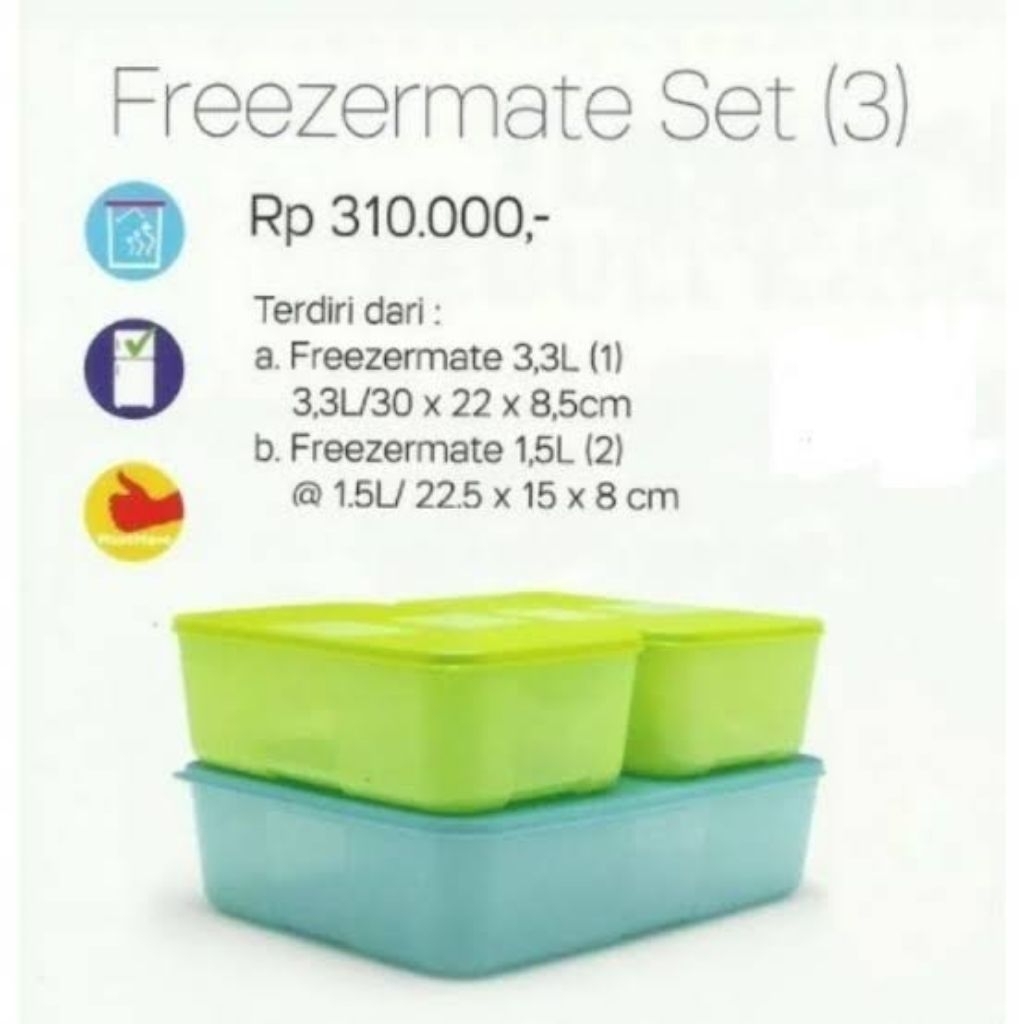 Tupperware freezermate set 3pcs