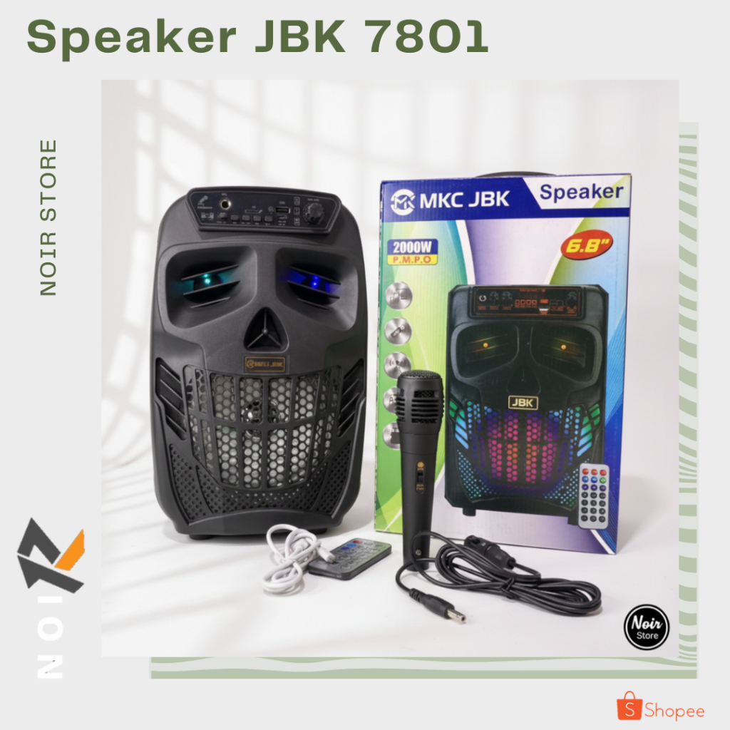 NOIR Speaker Bluetooth JBK 7801 Mini Portable 6.8 Inchi