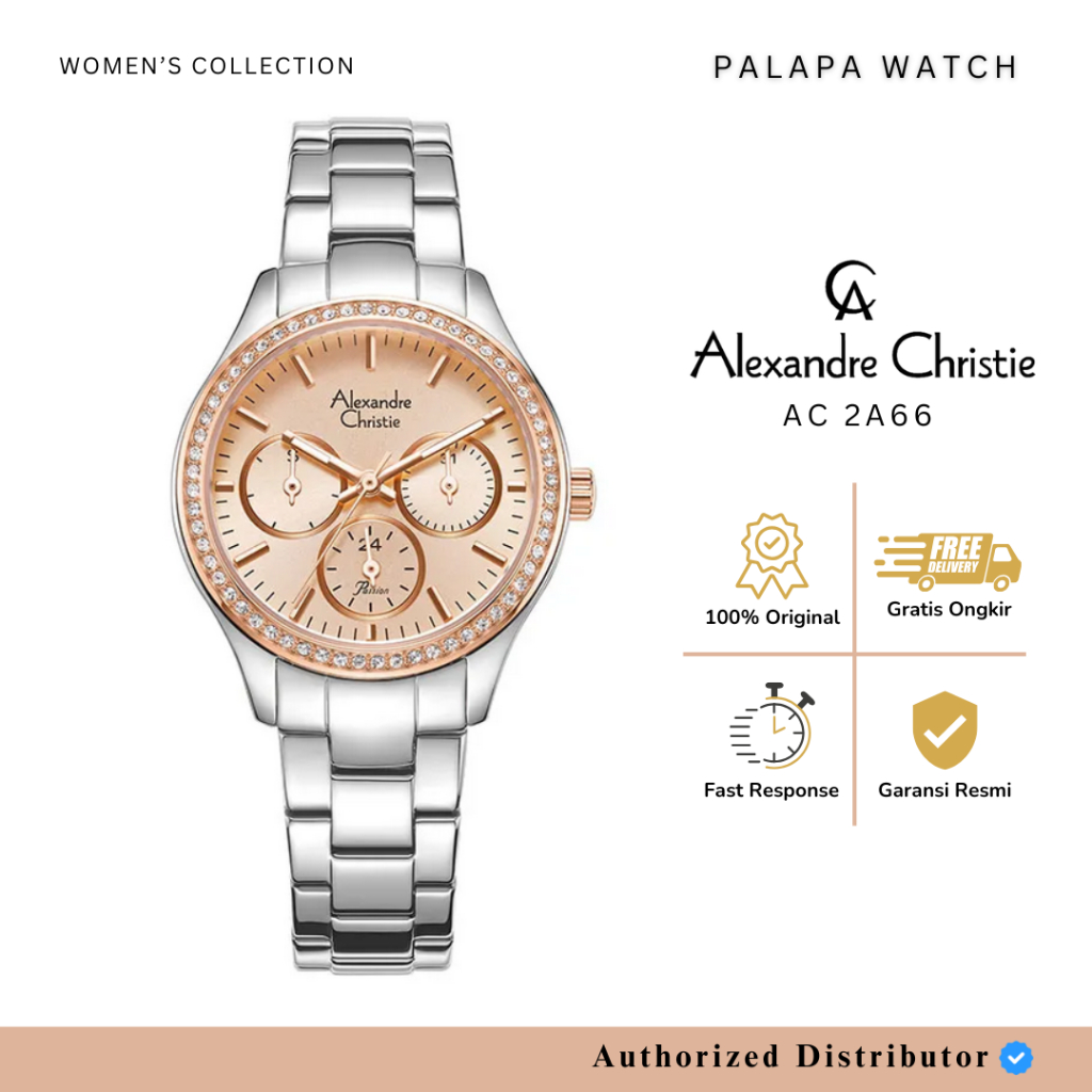 Jam Tangan Wanita Alexandre Christie AC 2A66 / ac2a66 / 2a66 Rantai Multifunction Original