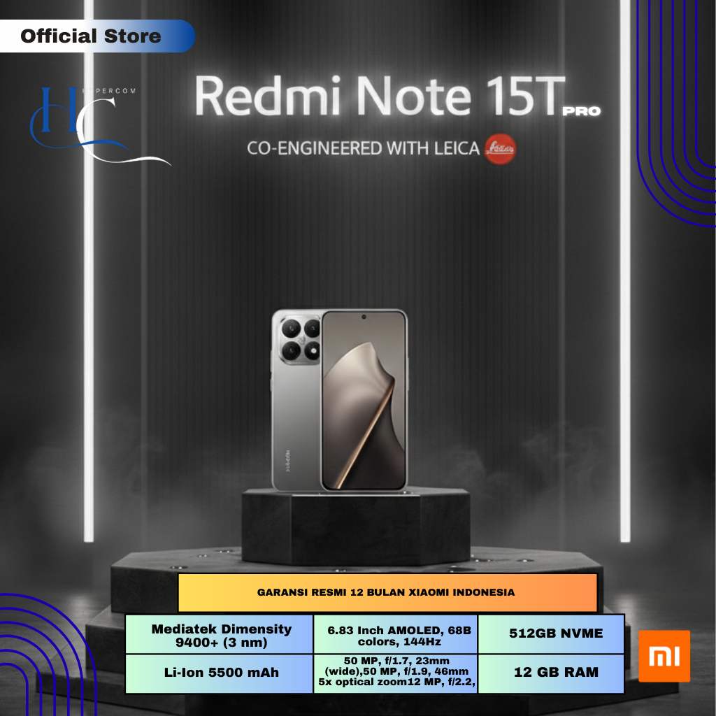 Xiaomi Redmi 15T PRO [12 GB + 512 GBMediatek Dimensity 9400+ (3 nm)/6.83"Inch Amoled 144Hz /5500MAh/
