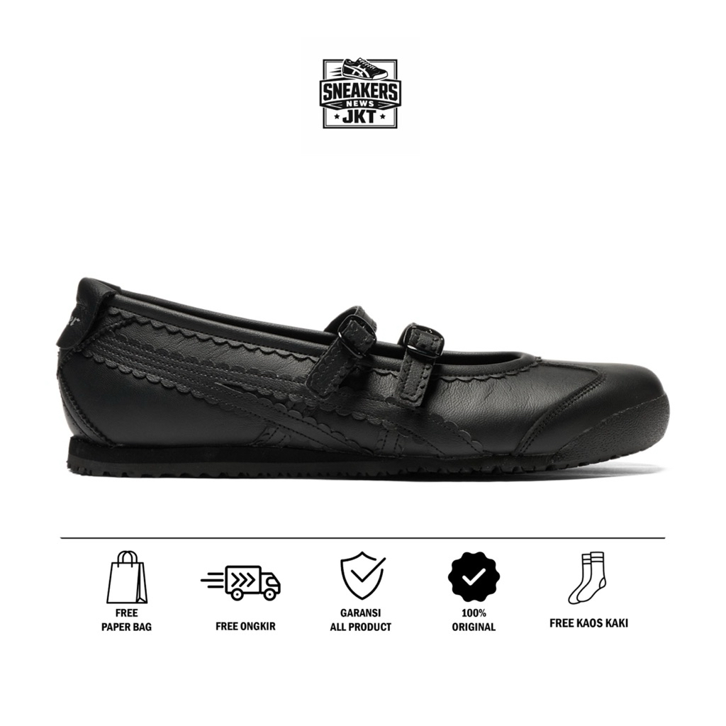 Sepatu Onitsuka Tiger Sandal Wanita Patou TGRS Black /Sepatu Sneakers