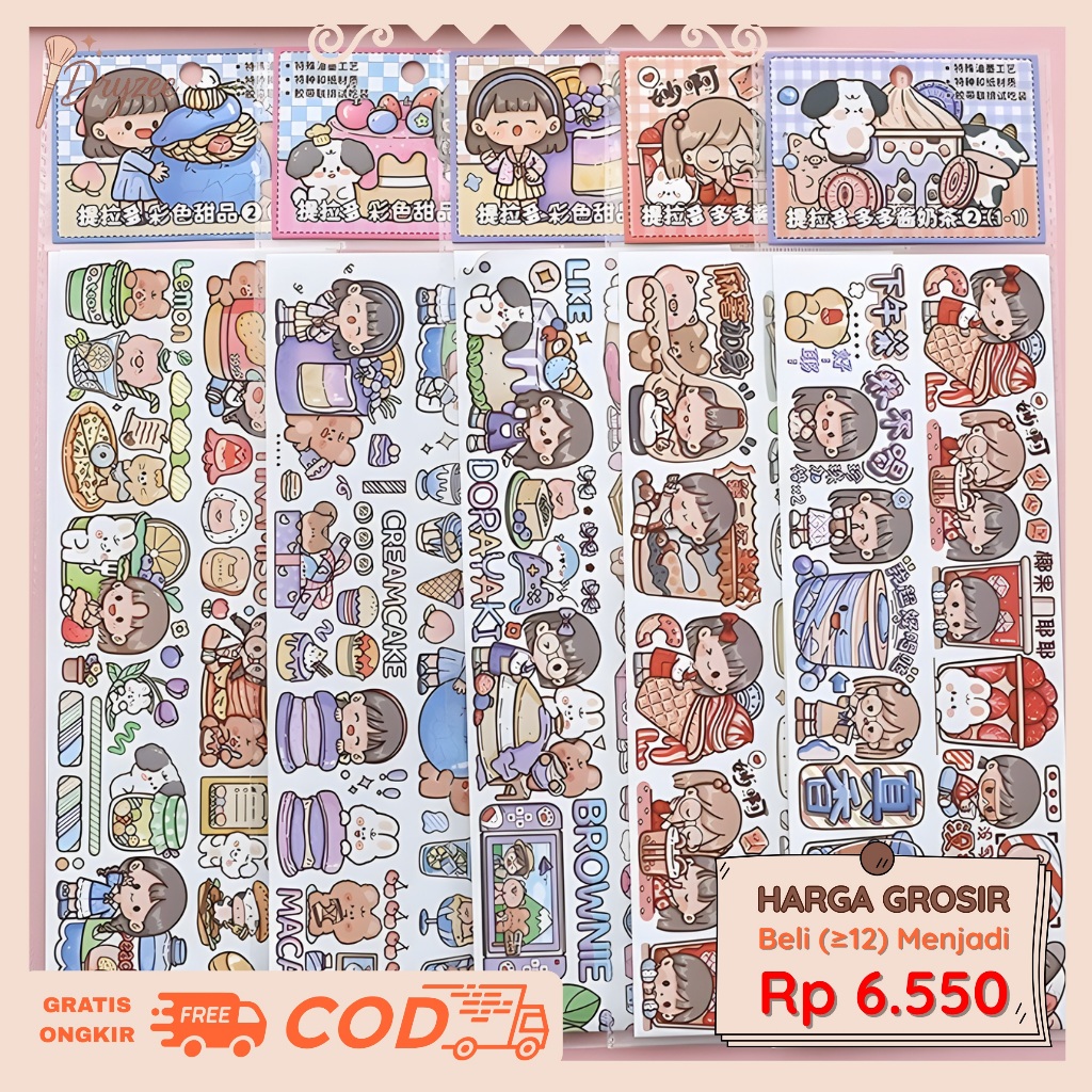 Stiker Dekor DIY Lucu Kreativitas Aesthetic Buku Jurnal Sticker DIY Panjang Stiker Mainan TLD70