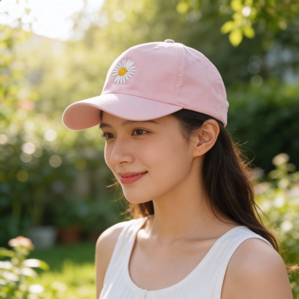 Hfun Topi Baseball Wanita Pria Bordir Bunga Daisy Korean Style Premium - Topi Cap Daisy Peaceminuson