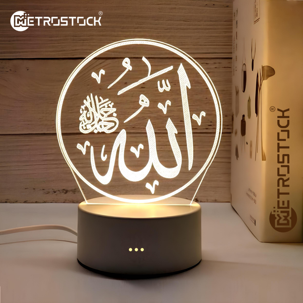 Lampu Hias Kaligrafi 3D estetik lampu Ramadhan lampu akrilik pajangan meja kamar rumah hadiah kado u