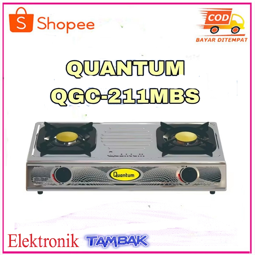 PROMO KOMPOR GAS QUANTUM Kompor Gas 2 Tungku QGC-211MBC Kompor Gas 2 Tungku Kuningan Stainless