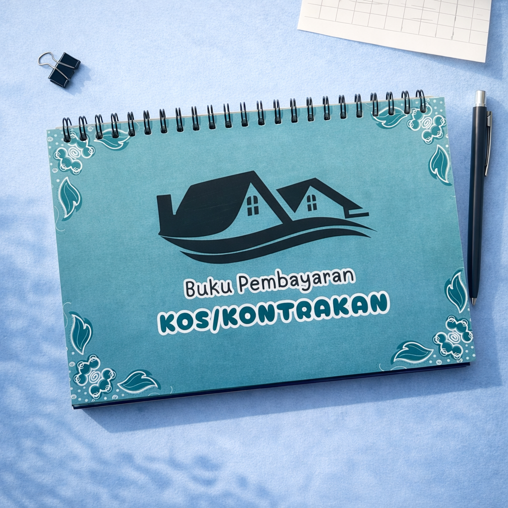 (NON CUSTOM) LANDSCAPE Buku Pembayaran KOS/KONTRAKAN Catatan Pembayaran KOS Bulanan Jilid Spiral  Ta