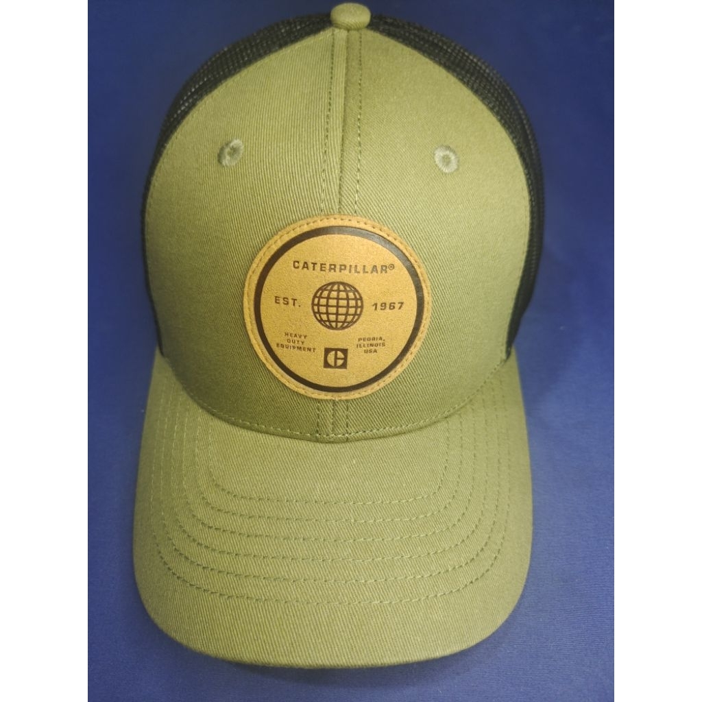 Topi Caterpillar / CAT hat Trucker Baru Original 100% - Green Army Black