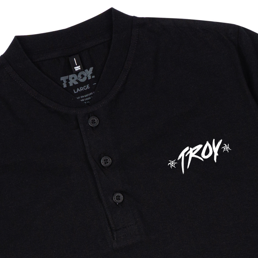 Troy Company Baju Koko Pria Hitam Lengan Pendek Kerah Shanghai Sigil KKD 3020